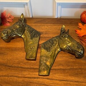 Pair of Vintage Brass Horse Heads - wall hanging